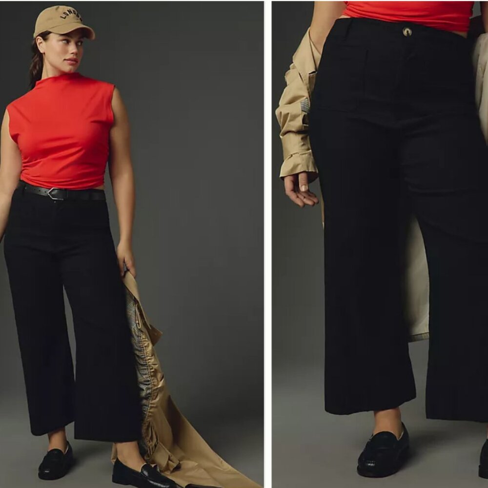 The Colette Cropped Wide-Leg Pants by Maeve Anthropologie 16W Plus Size